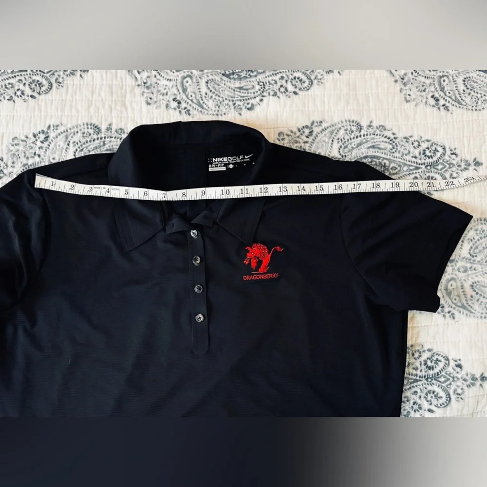 Nike Golf Women’s Large Black Dri-FIT Polo Shirt‎ Dragonberry Embroidered
